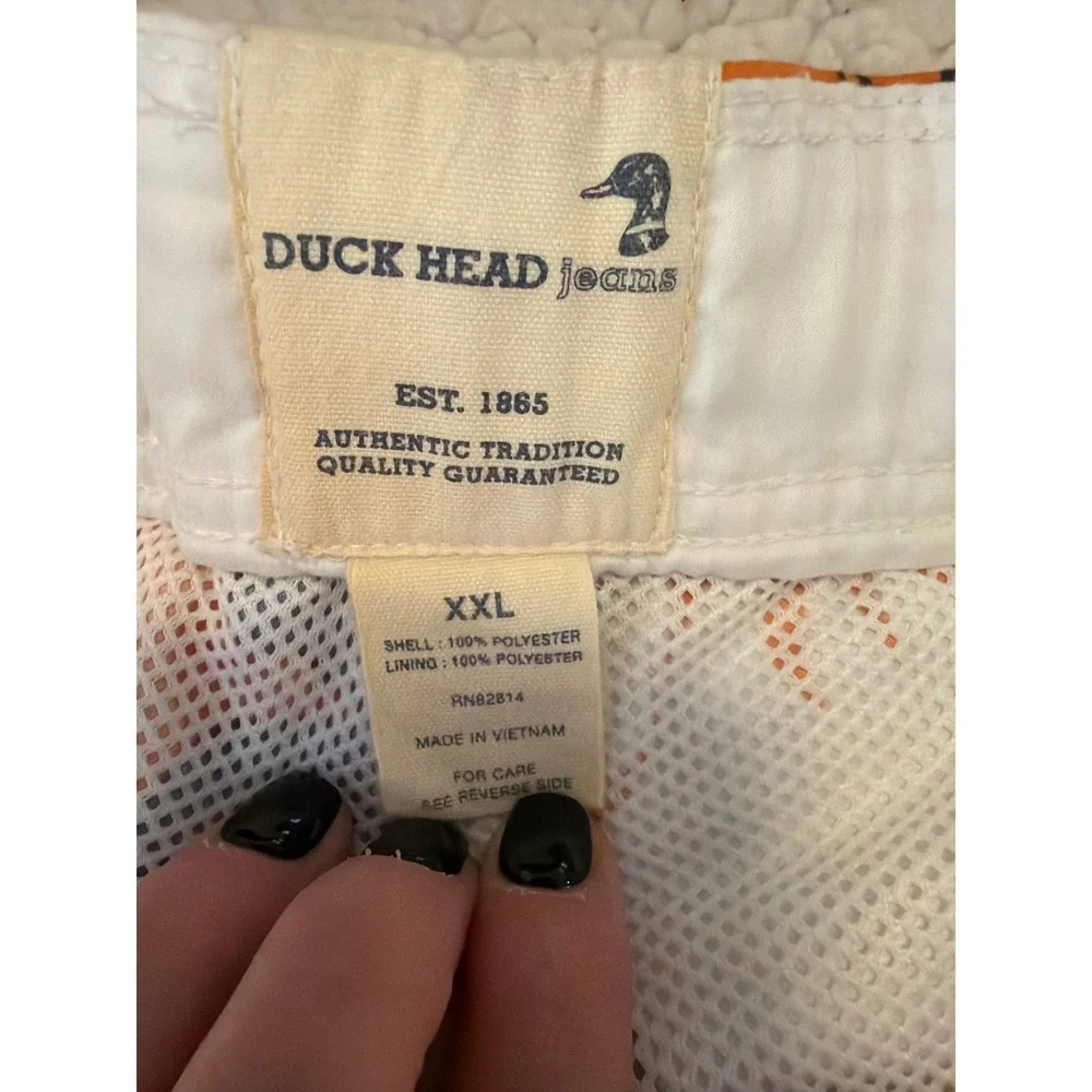 Duck Head Jeans Mens XXL Orange Floral Board Shorts Swim Trunks Mesh‎ Lining